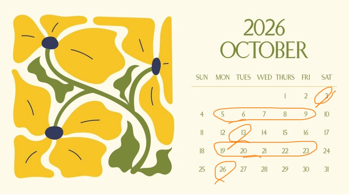 10月の予定です
